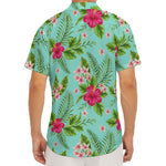 Hibiscus Plumeria Flowers Pattern Print Men's Deep V-Neck Shirt