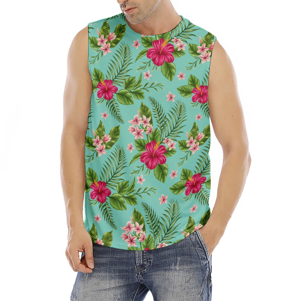 Hibiscus Plumeria Flowers Pattern Print Men's Fitness Tank Top