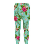 Hibiscus Plumeria Flowers Pattern Print Men's leggings