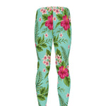 Hibiscus Plumeria Flowers Pattern Print Men's leggings