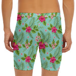Hibiscus Plumeria Flowers Pattern Print Men's Long Boxer Briefs