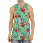 Hibiscus Plumeria Flowers Pattern Print Men's Muscle Tank Top