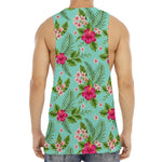 Hibiscus Plumeria Flowers Pattern Print Men's Muscle Tank Top