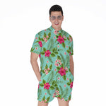 Hibiscus Plumeria Flowers Pattern Print Men's Rompers