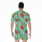 Hibiscus Plumeria Flowers Pattern Print Men's Rompers