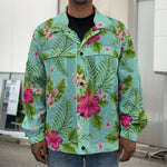 Hibiscus Plumeria Flowers Pattern Print Men's Shirt Jacket