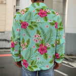 Hibiscus Plumeria Flowers Pattern Print Men's Shirt Jacket