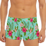 Hibiscus Plumeria Flowers Pattern Print Men's Short Boxer Briefs