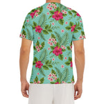 Hibiscus Plumeria Flowers Pattern Print Men's Short Sleeve Rash Guard