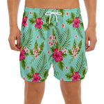 Hibiscus Plumeria Flowers Pattern Print Men's Split Running Shorts