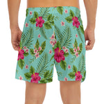 Hibiscus Plumeria Flowers Pattern Print Men's Split Running Shorts