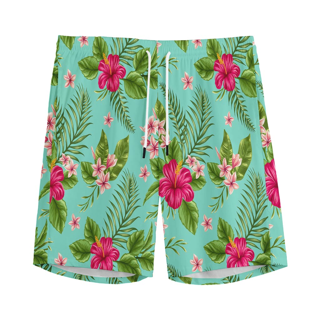 Hibiscus Plumeria Flowers Pattern Print Men's Sports Shorts