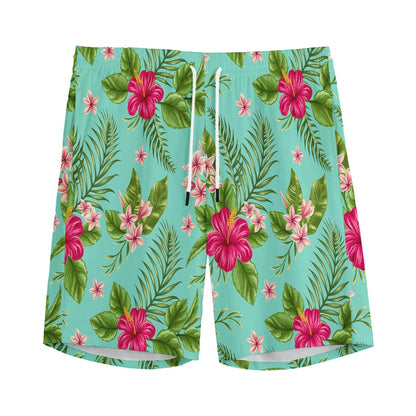 Hibiscus Plumeria Flowers Pattern Print Men's Sports Shorts