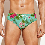 Hibiscus Plumeria Flowers Pattern Print Men's Swim Briefs