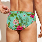 Hibiscus Plumeria Flowers Pattern Print Men's Swim Briefs