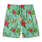 Hibiscus Plumeria Flowers Pattern Print Men's Swim Trunks