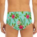 Hibiscus Plumeria Flowers Pattern Print Men's Triangle Swim Briefs