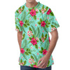 Hibiscus Plumeria Flowers Pattern Print Men's Velvet T-Shirt