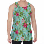 Hibiscus Plumeria Flowers Pattern Print Men's Velvet Tank Top