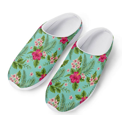 Hibiscus Plumeria Flowers Pattern Print Mesh Casual Shoes