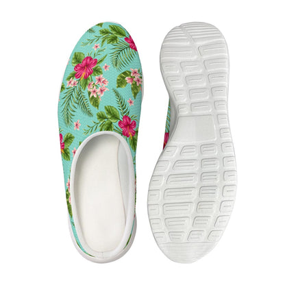 Hibiscus Plumeria Flowers Pattern Print Mesh Casual Shoes