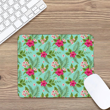 Hibiscus Plumeria Flowers Pattern Print Mouse Pad