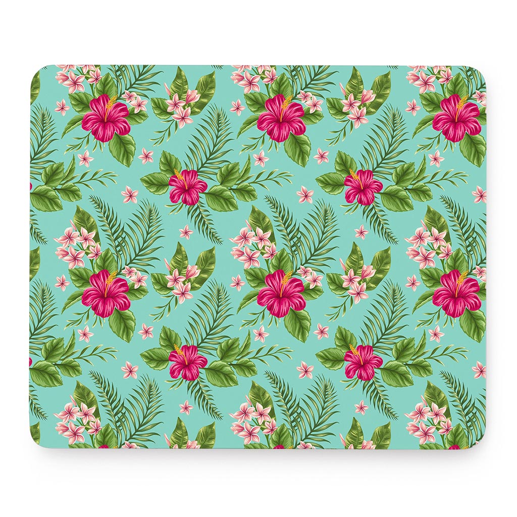 Hibiscus Plumeria Flowers Pattern Print Mouse Pad