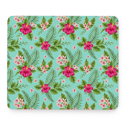 Hibiscus Plumeria Flowers Pattern Print Mouse Pad