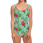 Hibiscus Plumeria Flowers Pattern Print One Piece Swimsuit
