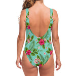 Hibiscus Plumeria Flowers Pattern Print One Piece Swimsuit