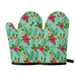 Hibiscus Plumeria Flowers Pattern Print Oven Mitts