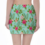 Hibiscus Plumeria Flowers Pattern Print Pencil Mini Skirt