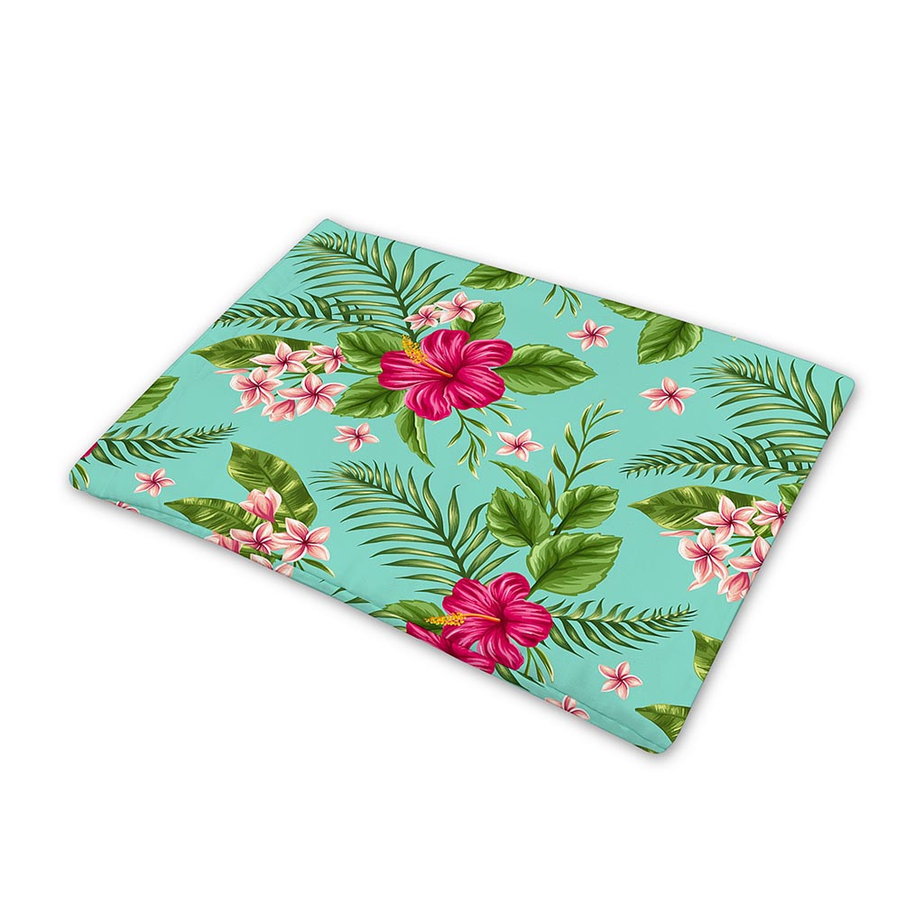 Hibiscus Plumeria Flowers Pattern Print Pet Cooling Mat Cover
