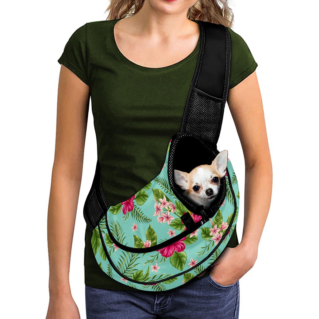 Hibiscus Plumeria Flowers Pattern Print Pet Sling Carrier