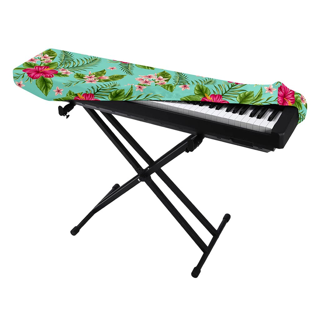 Hibiscus Plumeria Flowers Pattern Print Piano Keyboard Cover