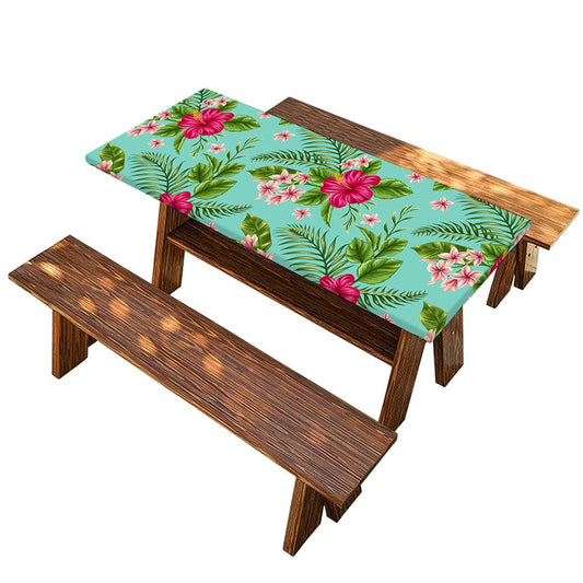 Hibiscus Plumeria Flowers Pattern Print Picnic Table Cover