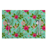 Hibiscus Plumeria Flowers Pattern Print Placemat