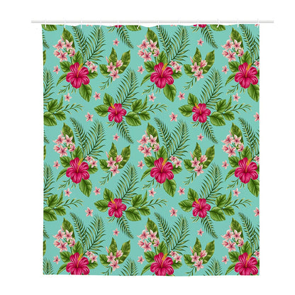 Hibiscus Plumeria Flowers Pattern Print Polyester Shower Curtain