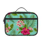 Hibiscus Plumeria Flowers Pattern Print Portable Lunch Bag