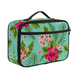 Hibiscus Plumeria Flowers Pattern Print Portable Lunch Bag