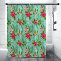 Hibiscus Plumeria Flowers Pattern Print Premium Shower Curtain