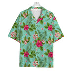 Hibiscus Plumeria Flowers Pattern Print Rayon Hawaiian Shirt