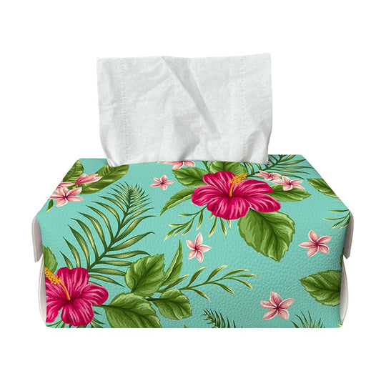 Hibiscus Plumeria Flowers Pattern Print Rectangle Tissue Box Cover