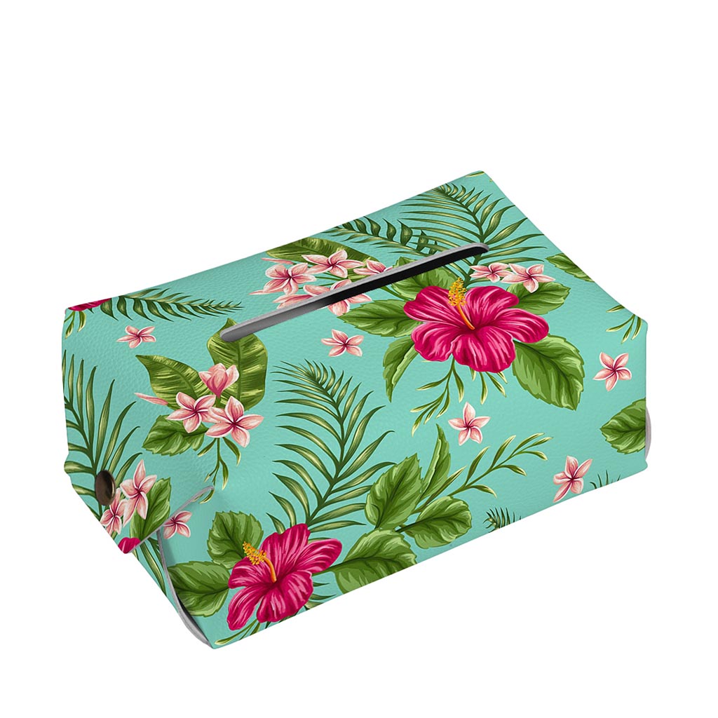 Hibiscus Plumeria Flowers Pattern Print Rectangle Tissue Box Cover
