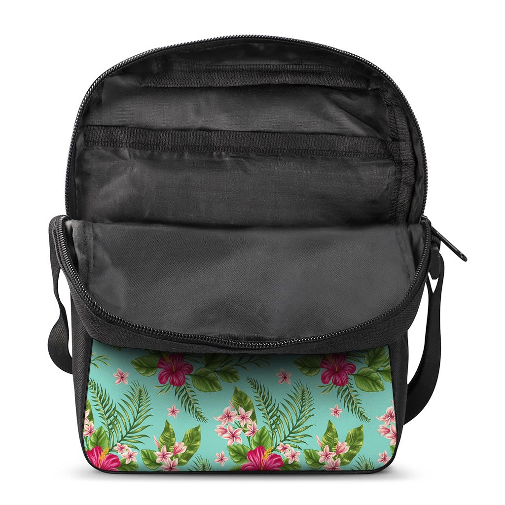 Hibiscus Plumeria Flowers Pattern Print Rectangular Crossbody Bag