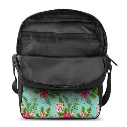 Hibiscus Plumeria Flowers Pattern Print Rectangular Crossbody Bag