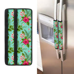 Hibiscus Plumeria Flowers Pattern Print Refrigerator Handle Covers