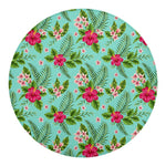 Hibiscus Plumeria Flowers Pattern Print Round Blanket