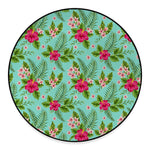 Hibiscus Plumeria Flowers Pattern Print Round Floor Mat