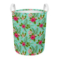 Hibiscus Plumeria Flowers Pattern Print Round Laundry Basket